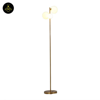 Stainless Steel & Glass Floor Lamp – Gold/White Spheres Design | Floor Lamp for Living, Bedroom, Office | Jagmag Lights
