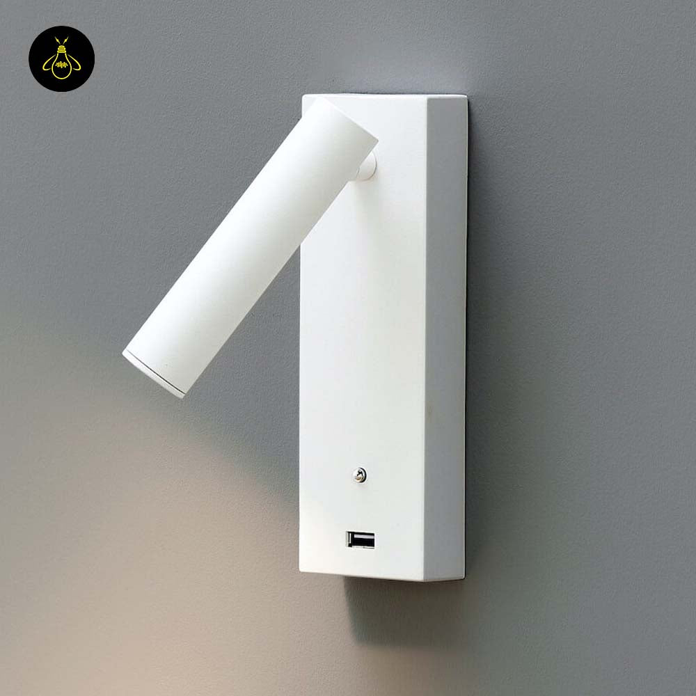 Stainless Steel LED Wall Light – Matte White USB Reading | White LED Wall Light for Bedrooms | Jagmag Lights