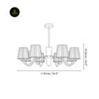 Shadalia Chandelier with White Fabric Shades | Walnut & Chrome Finish | Jagmag Lights