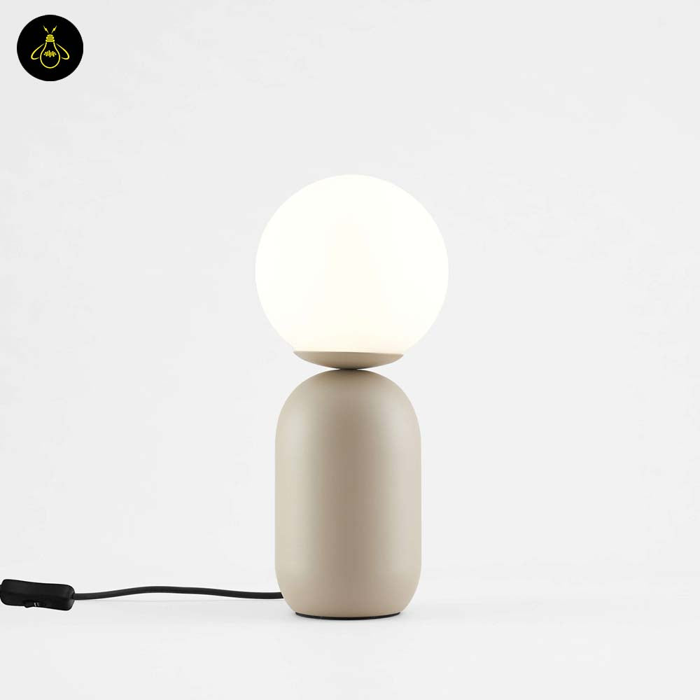 Stainless Steel Table Lamp – Taupe & White Globe | LED Table Light for Living/Study | Jagmag Lights