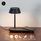 Stainless Steel LED Table Lamp – Wireless Charging | Modern Desk Lamp for Living & Bedroom | Jagmag Lights