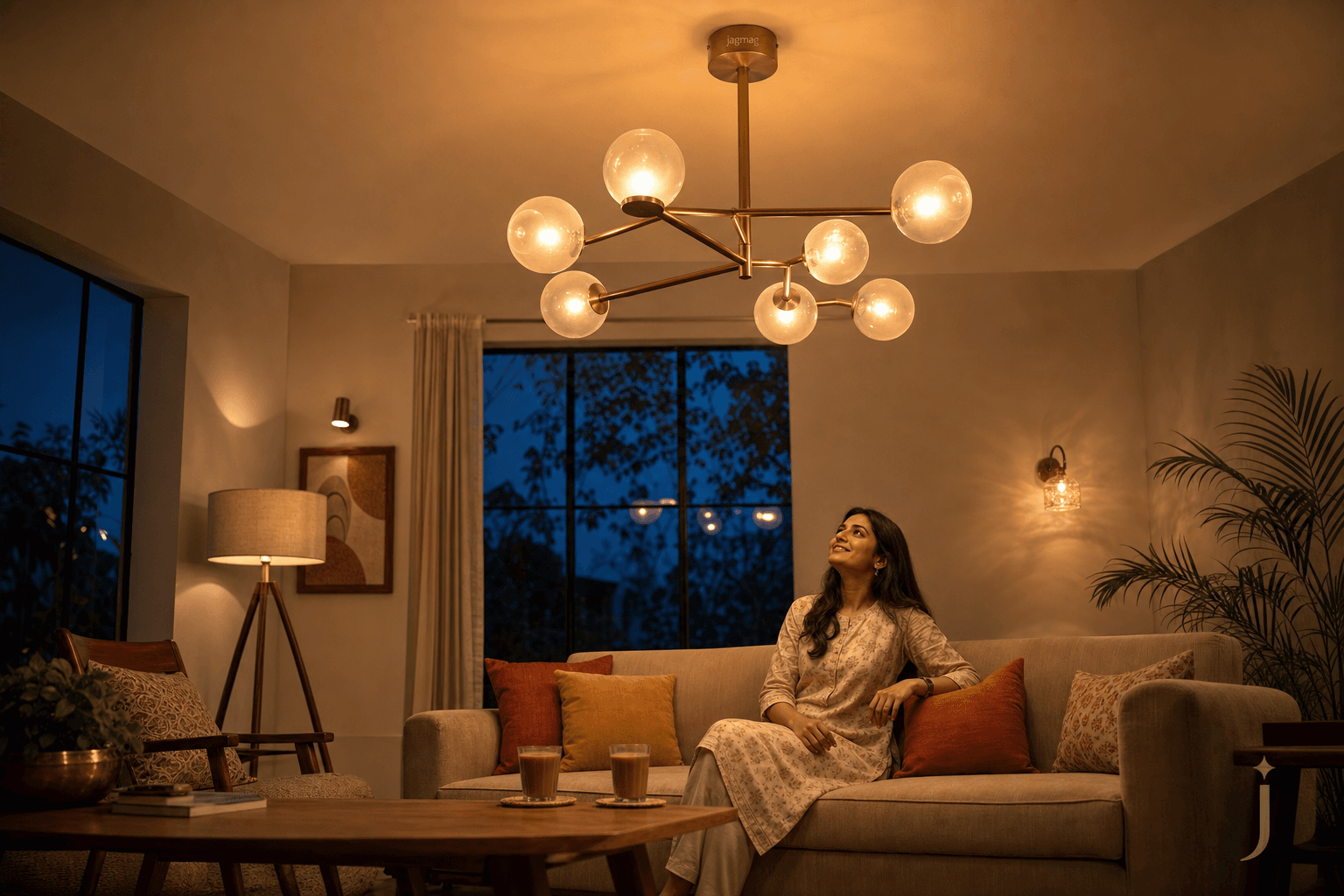 Living room chandelier ideas brass globe chandelier in an Indian home