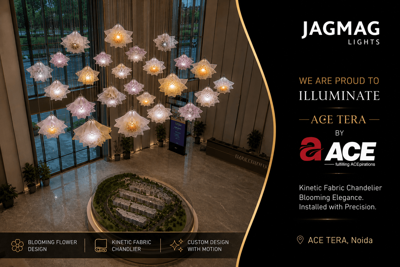 A kinetic chandelier project for the ACE TERRA marketing office