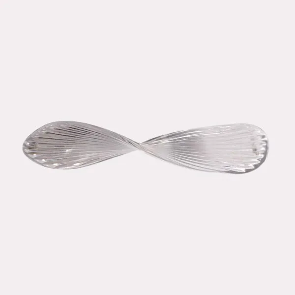 Clear borosilicate infinity glass leaf chandelier part, full view