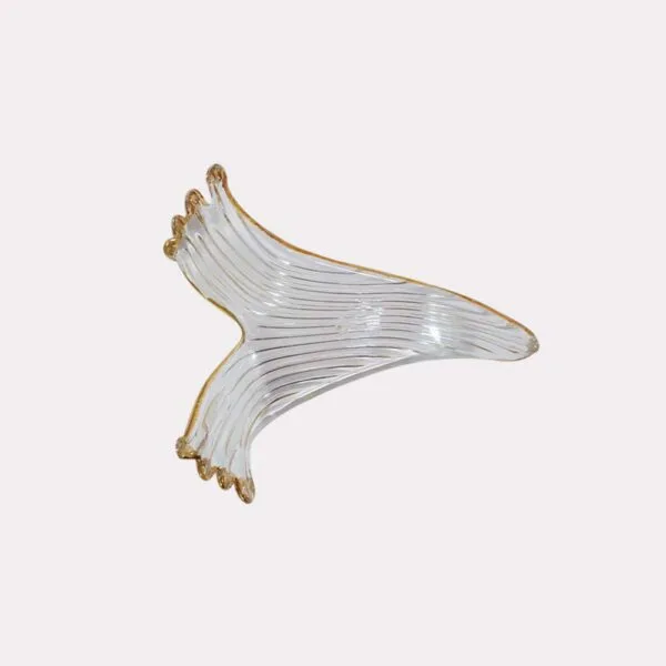 Clear borosilicate wave glass leaf chandelier component, 125 mm