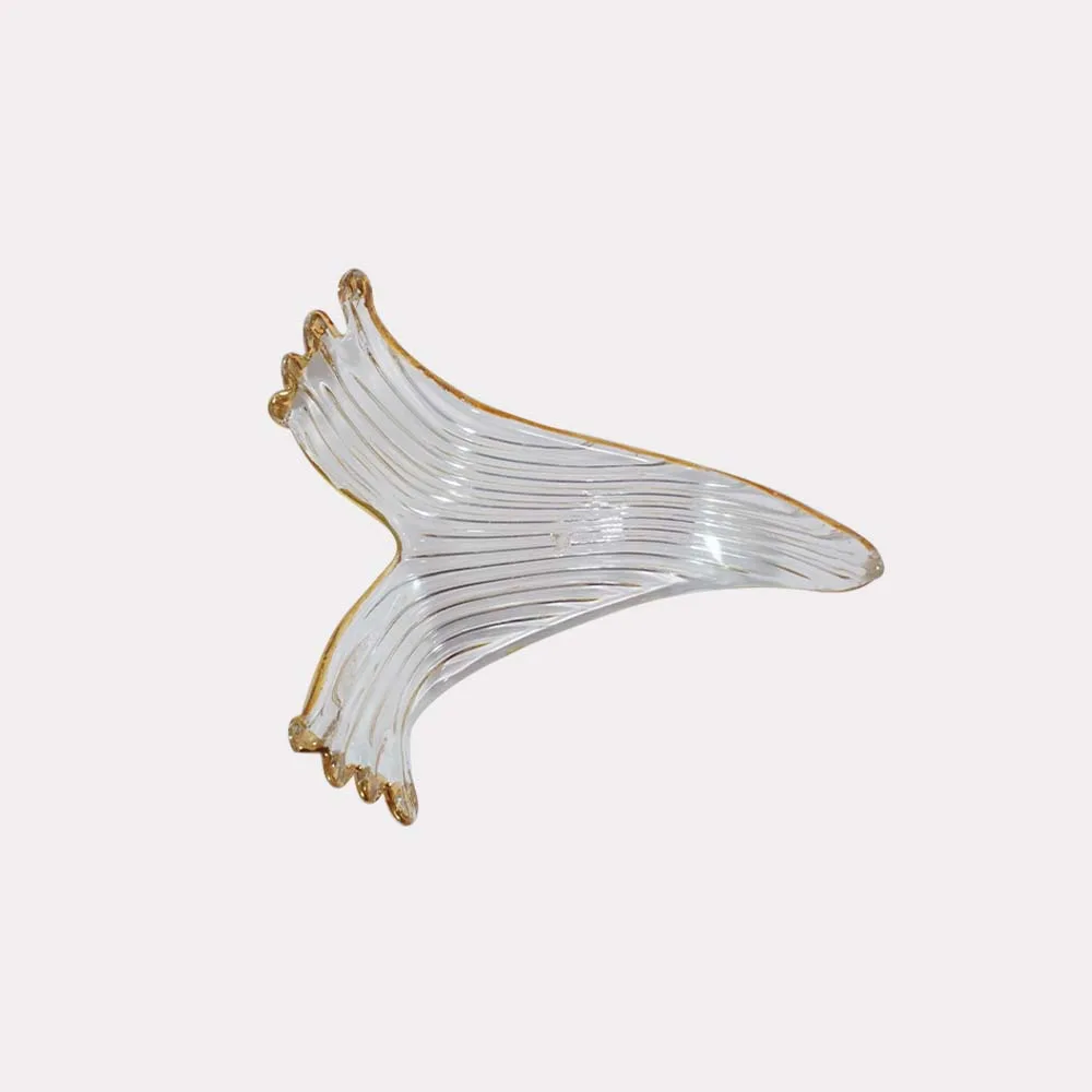 Wave Glass Leaf Chandelier Component – Clear Borosilicate 125mm 1 Clear borosilicate wave glass leaf chandelier component, 125 mm