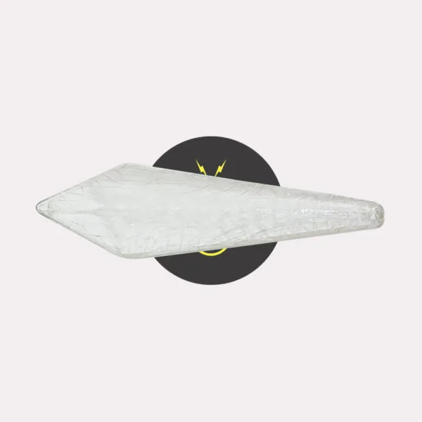 Crystal edge glass bar, a 255 mm tapered spare part in clear crackle-textured borosilicate glass, seen flat from the front