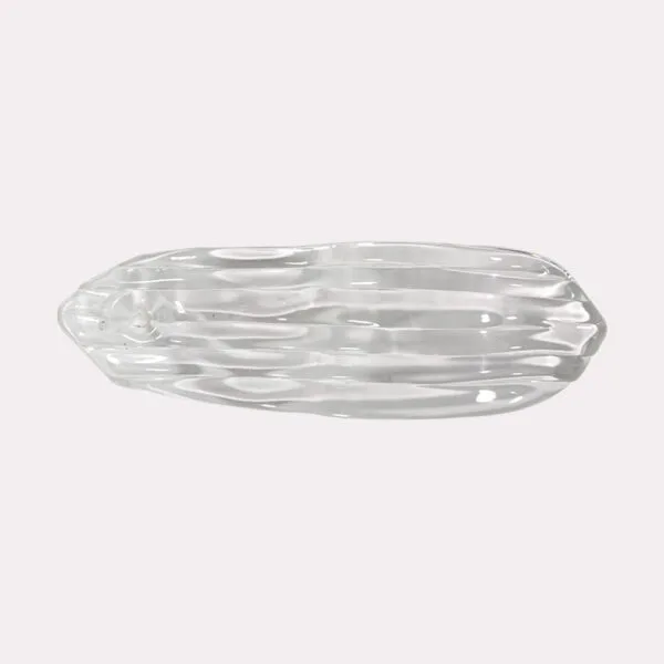 Gold-finish borosilicate bamboo glass leaf chandelier component, full view
