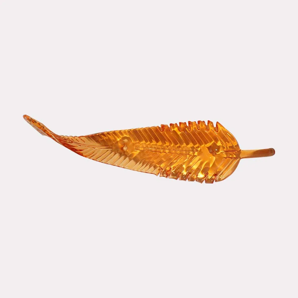 Clear borosilicate mango leaf glass chandelier component, 240 mm