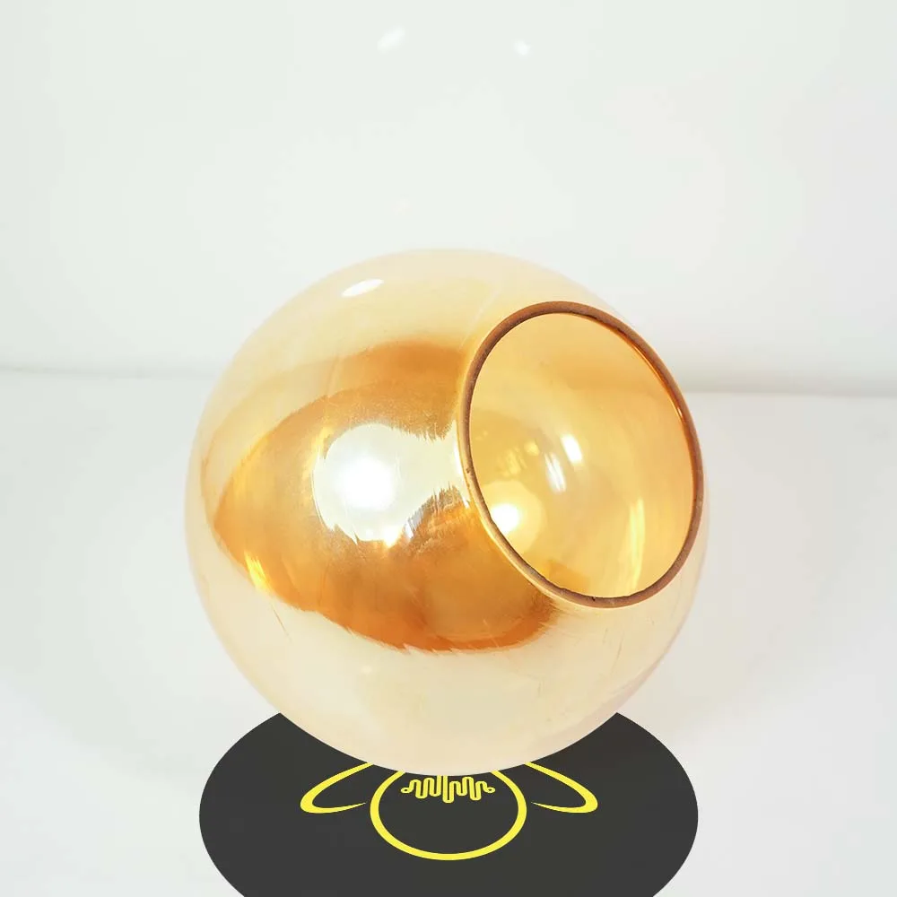 Glass ball lamp shade with gold-amber borosilicate glass and open neck for chandeliers – Jagmag Lights