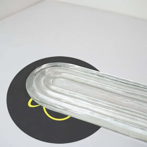 Clear oval glass chandelier part measuring 320 x 95 mm