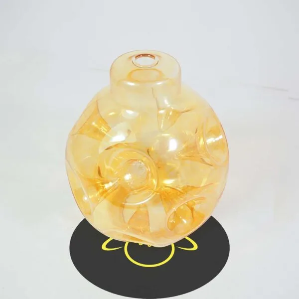 Top view of 5 inch gold glass ball with spiked pattern, decorative lighting globe