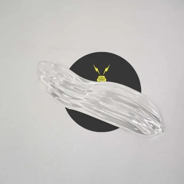 Gold-lustre borosilicate glass bamboo leaf lighting component, angled view