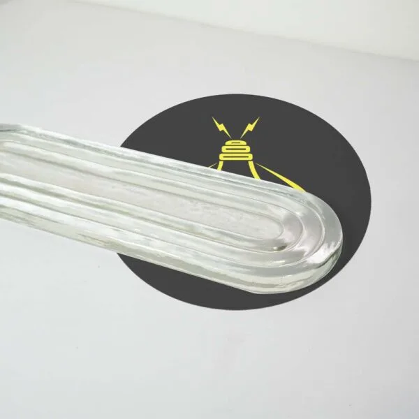 OvalWave clear borosilicate glass chandelier drop, angled view