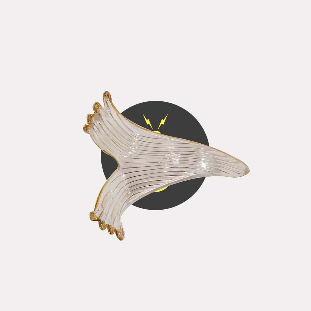 Wave Glass Leaf Chandelier Component – Clear Borosilicate 125mm 2 Wave-shaped clear glass leaf for chandeliers and jhumars