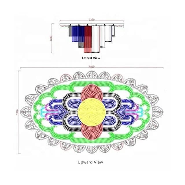 Large layered 10-foot crystal chandelier reference from the Bangalore project