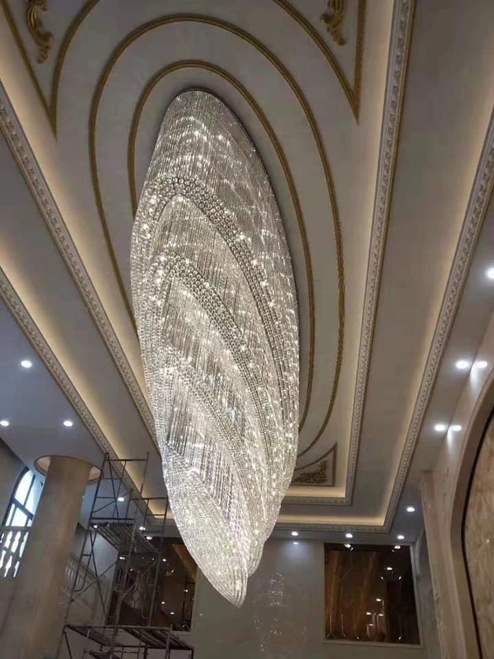 End-on view of the 18-foot hotel lobby chandelier in the Jaipur project