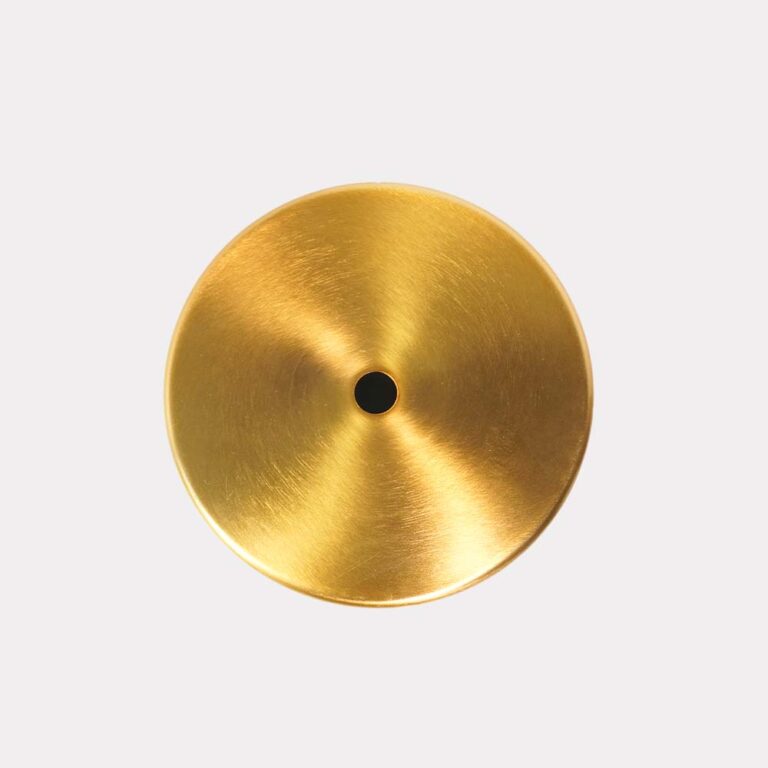 Round gold chandelier base plate with a centre cable hole, 4 inch