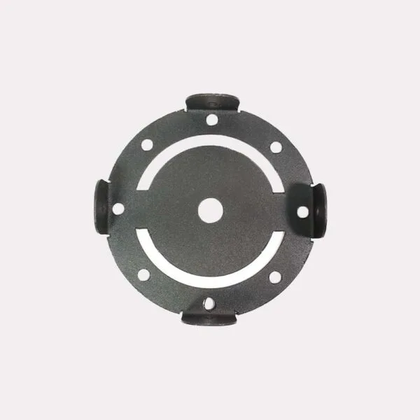Ceiling light mounting bracket in gray stainless steel — round 4-inch plate with central rod hole and twin adjustment slots – Jagmag Lights