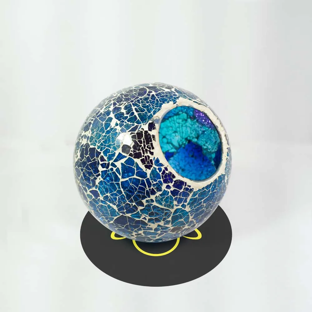 Blue Crackle Glass Ball – 6.5 Inch Borosilicate Chandelier Component 4 6.5-inch blue crackle glass ball decorative lighting component