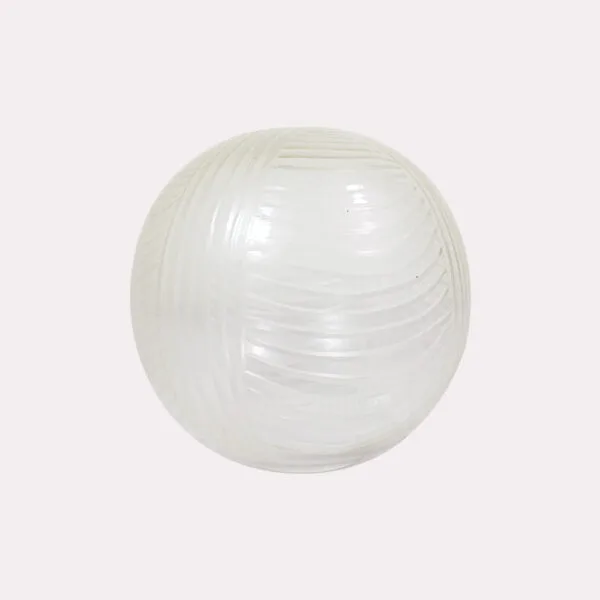 Clear borosilicate WaveStripe glass ball, 5 inch, for chandeliers