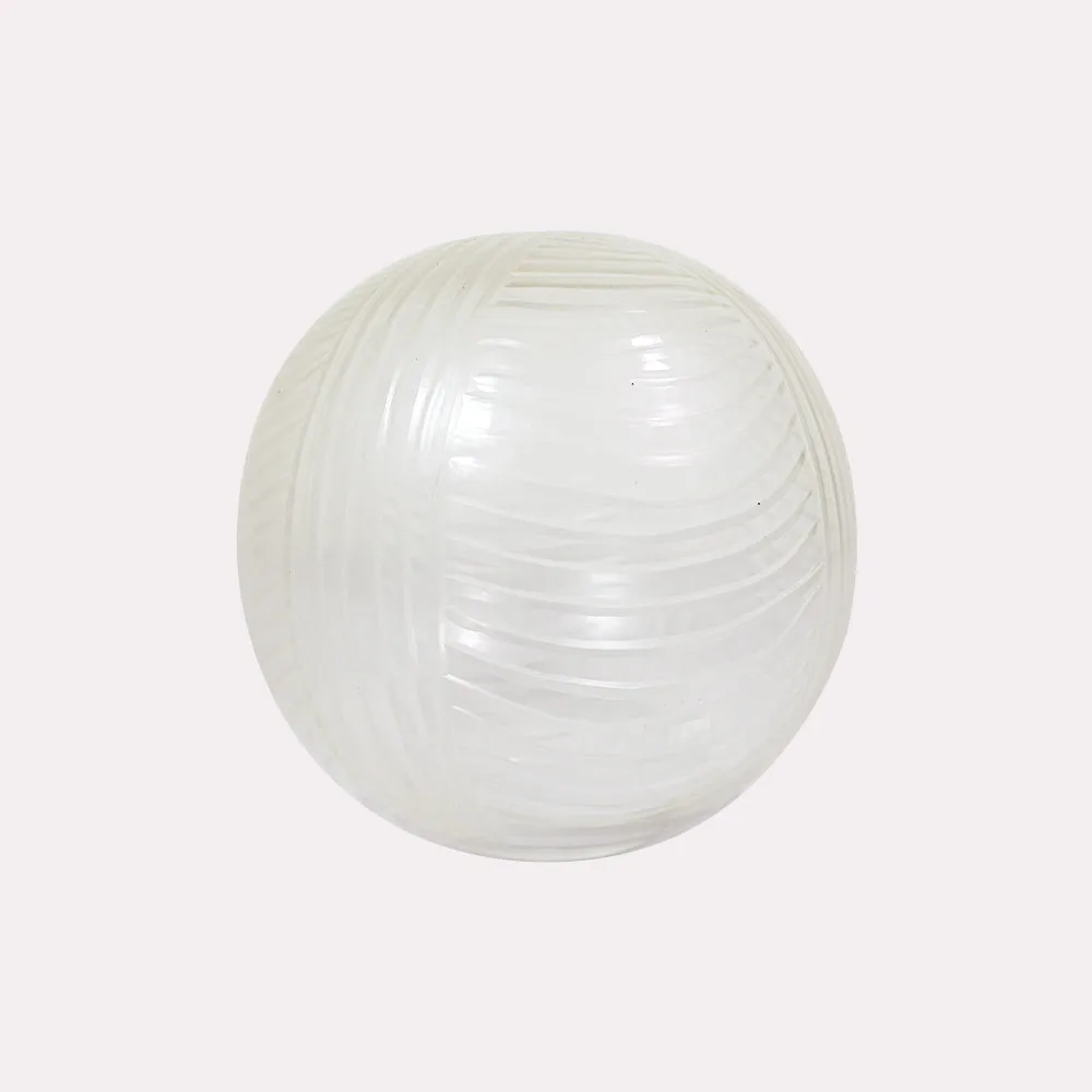Clear borosilicate WaveStripe glass ball, 5 inch, for chandeliers