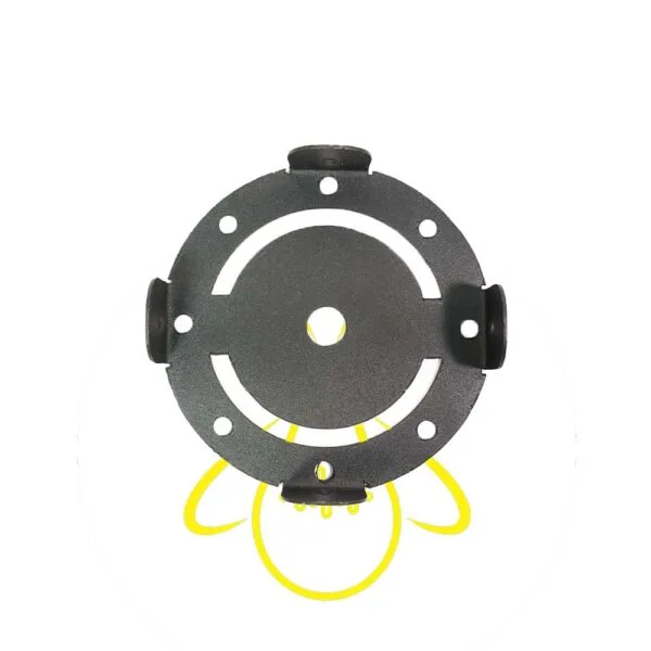 Round stainless steel ceiling light mounting bracket with six perimeter screw holes and adjustment slots for ceiling fixtures – Jagmag Lights