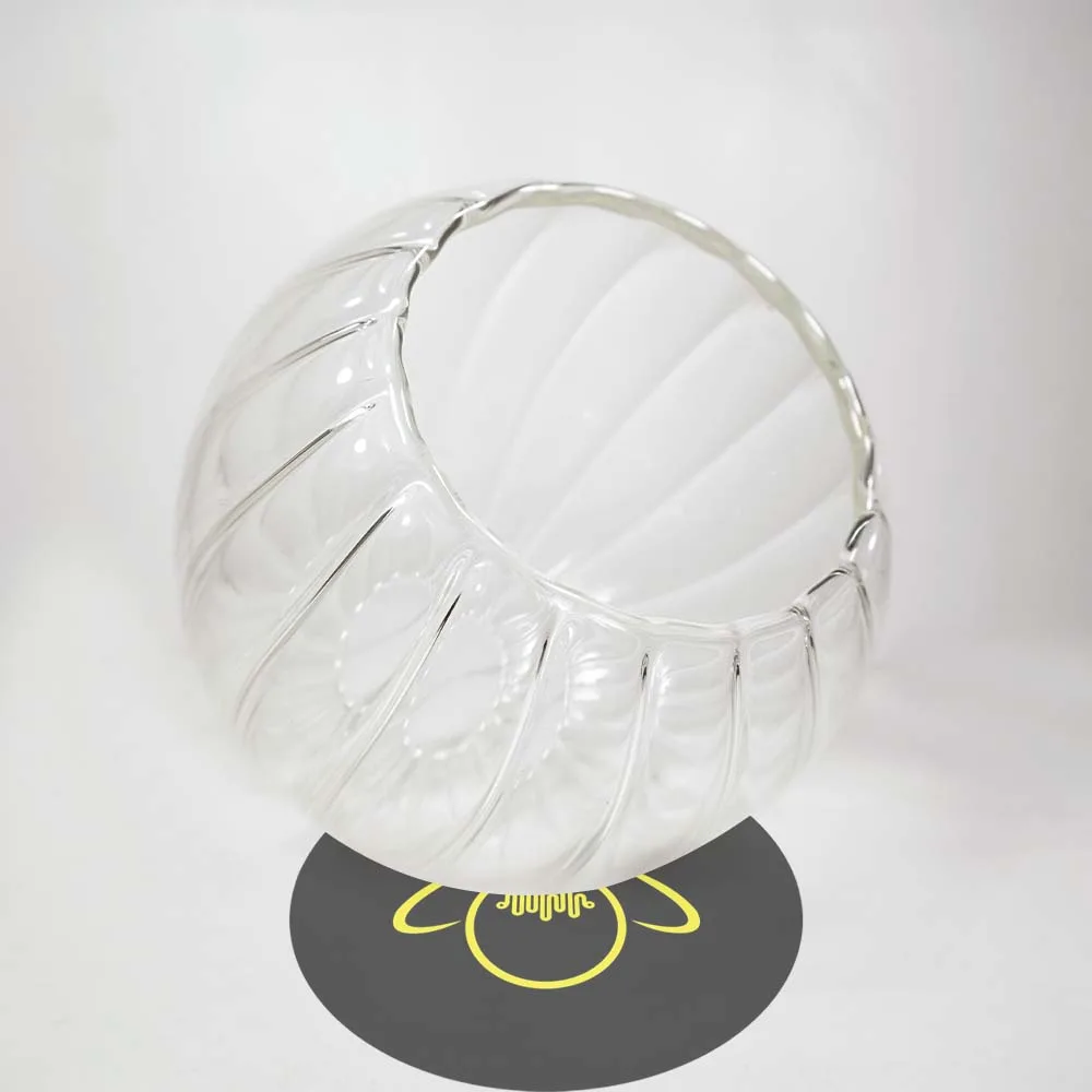 Borosilicate Glass Globe – 5 Inch Wave-Textured Clear Chandelier Component 3 Round 5-inch clear glass globe for chandeliers and jhumars, borosilicate