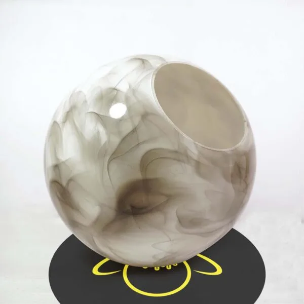 Smoke glass globe shade showing the open top fitter of the hollow replacement globe