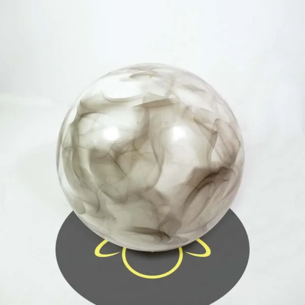Smoke glass globe shade angled view showing the grey cloud marbling in the glass