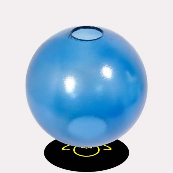 Orange borosilicate glass ball decorative component, close-up