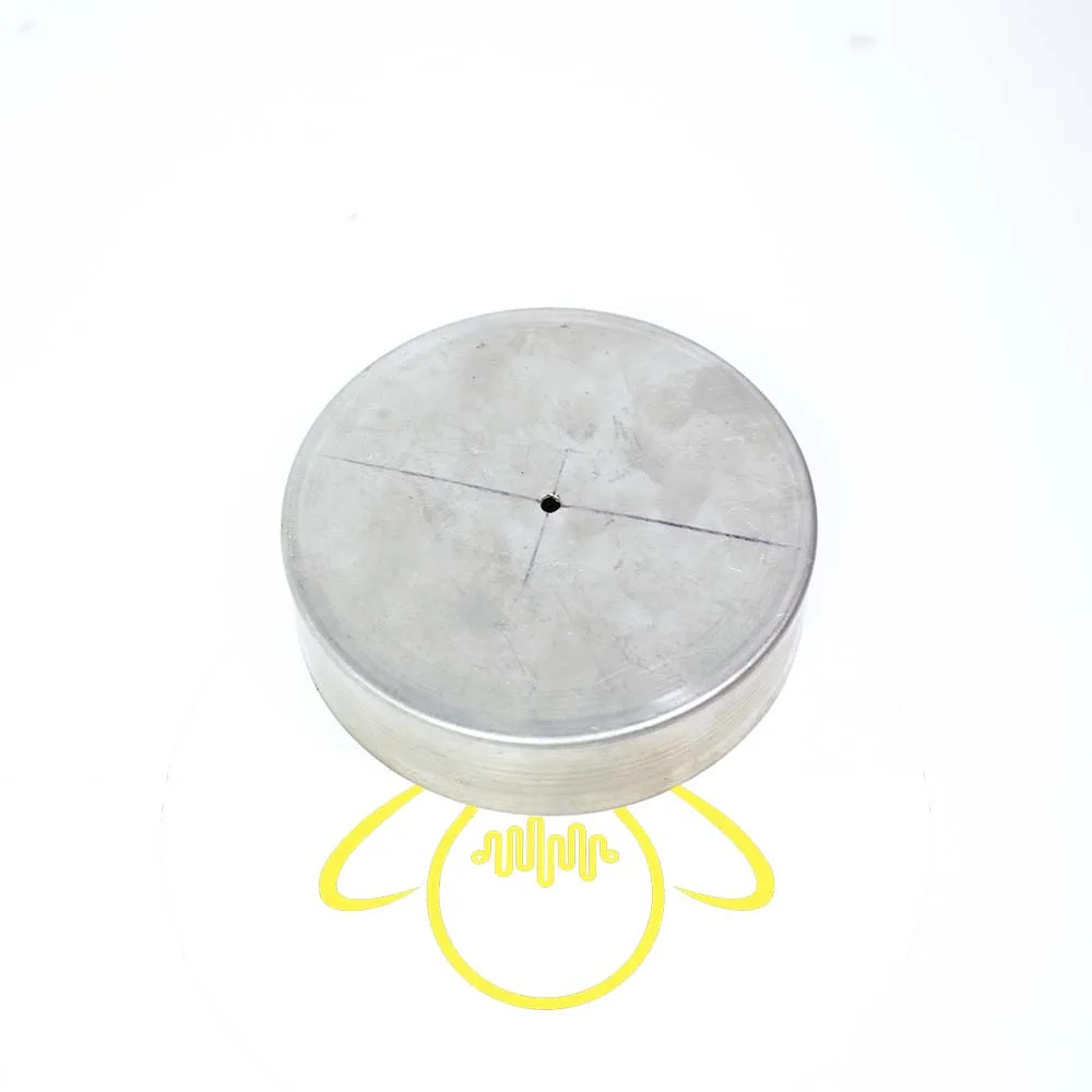 Chandelier Base Plate – 4-Inch Round Gold Metal Ceiling Plate 4 Underside of gold-finish metal chandelier base plate showing mounting face with cross-hatch drill guide – Jagmag Lights