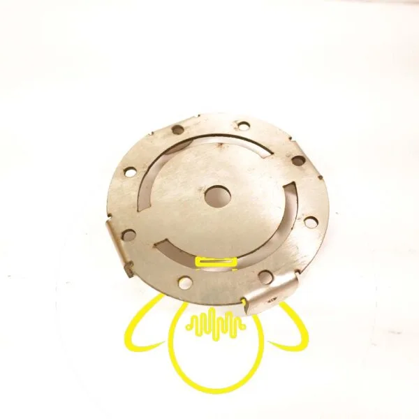 Natural stainless steel ceiling light mounting bracket showing central rod hole and curved adjustment slots – Jagmag Lights