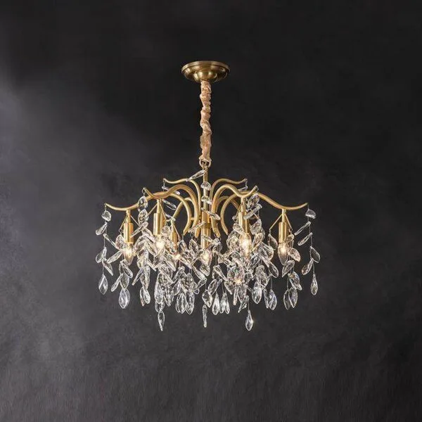 Crystal beaded chandelier styled over a dining table
