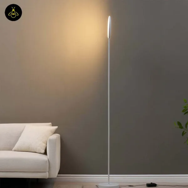 White LED floor lamp with adjustable head turned to a 90 degree side position