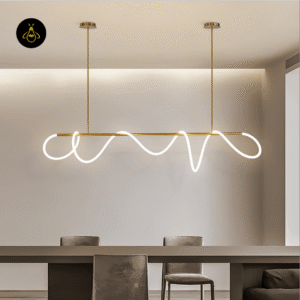 Adjustable height feature of the gold linear LED chandelier