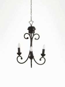 Black candle-style pendant light front view