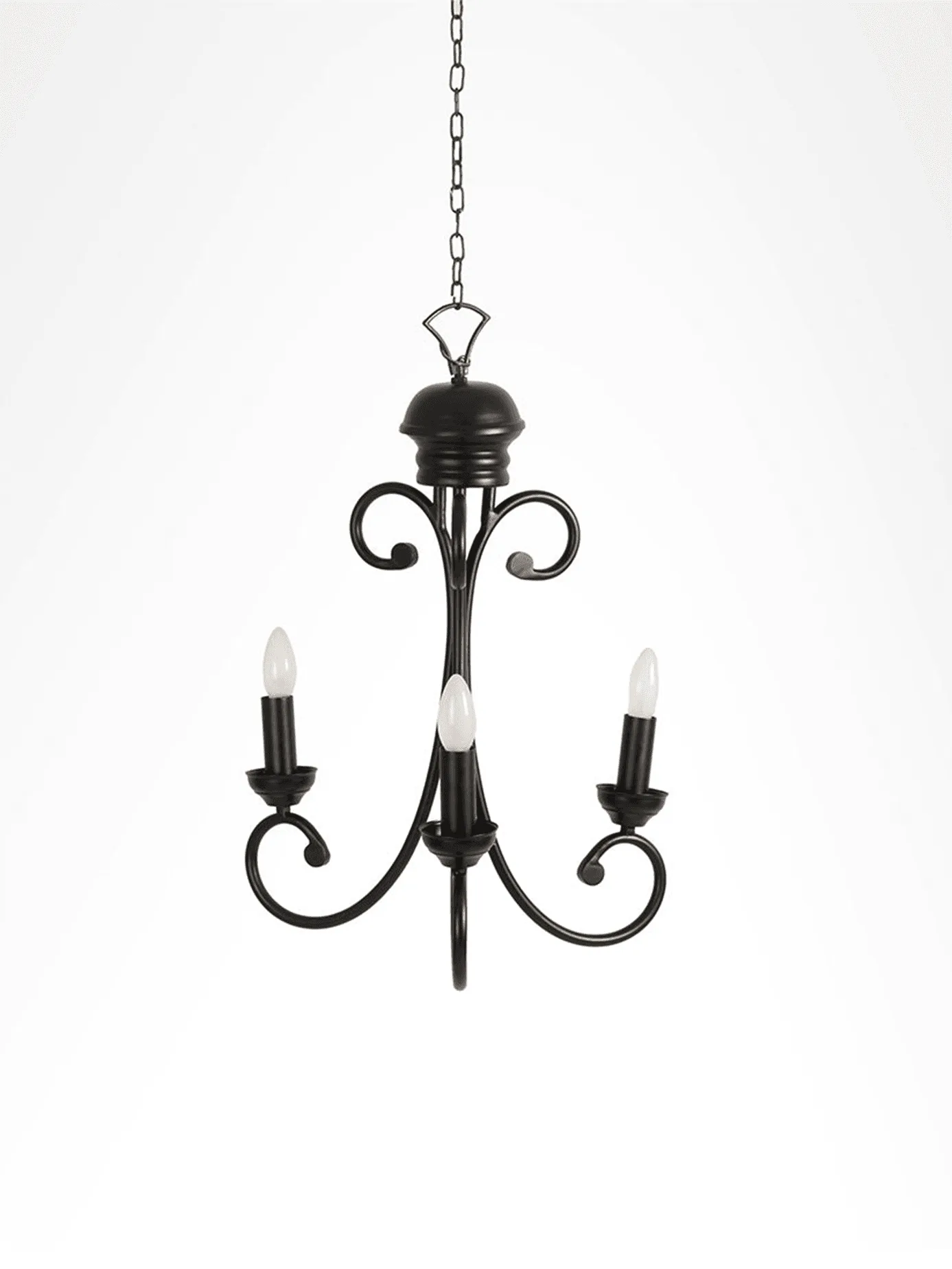 Black Candle Pendant Light – 18-Inch Steel Frame, Traditional Style 3 Black candle-style pendant light front view