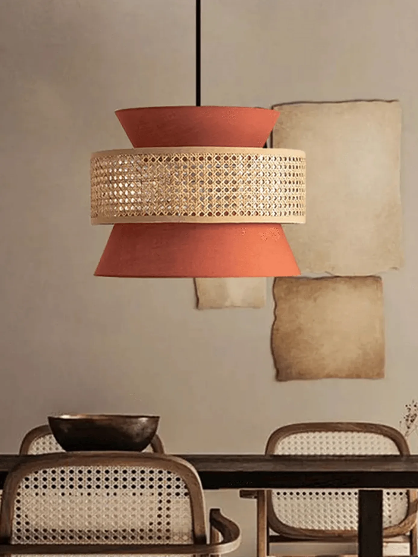 Cane Pendant Light – Woven Cotton & Cane Shade, Black-Finish 16-Inch | Jagmag Lights 4 Handwoven cane and cotton pendant light