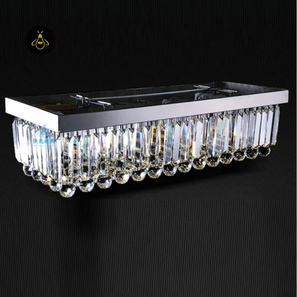 Close-up of the flush mount ceiling installation of the crystal chandelier