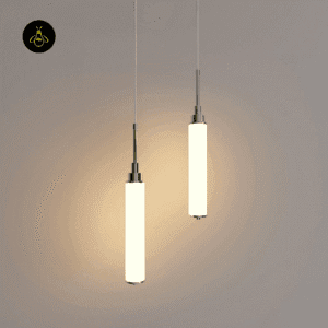 Close-up of the polished chrome top fitting on the Jagmag pendant light