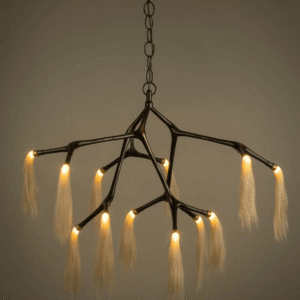 Modern Bronze Horsehair Chandelier with LED Lights, 198cm Height, for Luxury Living & Dining Spaces - Fancy and Decorative lights - Brand name jagmag lights