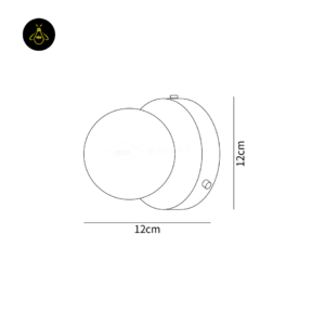 Red wall lamp dimension drawing showing the 12 cm round glass globe sconce
