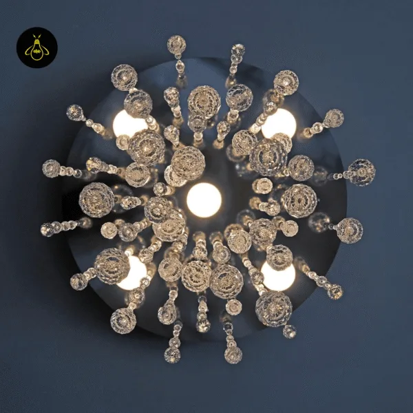 Crystal raut balls and gold stainless steel finish detail – Jagmag Lights