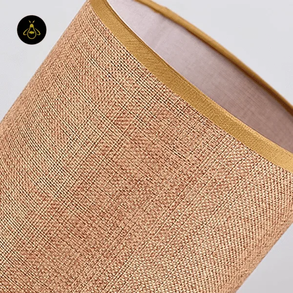 Close-up of coffee-brown linen weave on the fabric table lamp shade