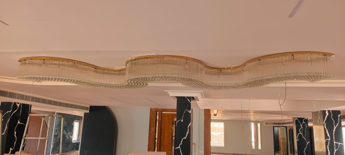 Crystal sphere field used inside the Visakhapatnam banquet chandelier composition