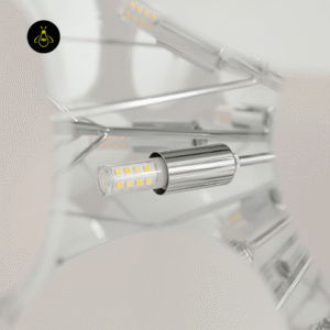 G9 LED lamp inside the white glass petal chandelier's polished chrome frame