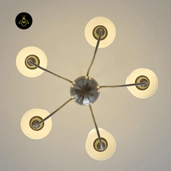 E27 light source inside a white fabric chandelier shade