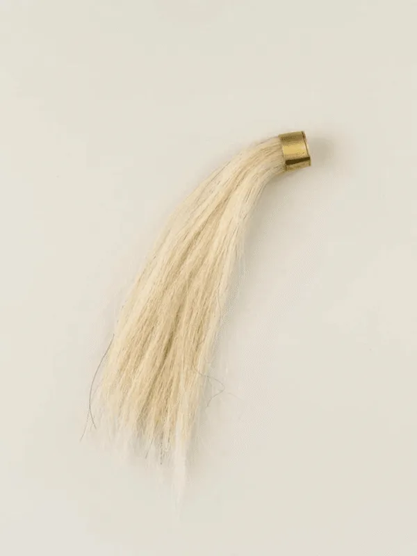 Natural cream horsehair tassel with polished brass ferrule from the bronze chandelier