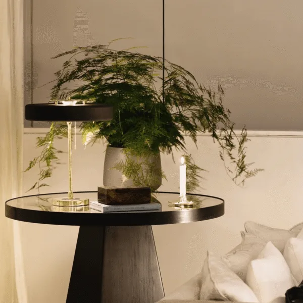 Retro study lamp as a black and gold table lamp for bedrooms and hallway consoles